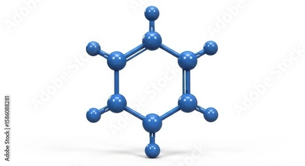 Fototapeta A blue molecule model is isolated on white background
