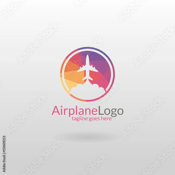 Obraz Airplane logo. Polygonal airplane logo