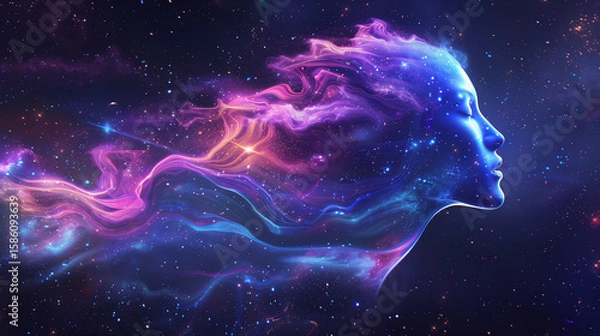Obraz Cosmic Whispers: The Fusion of Soul and Nebula