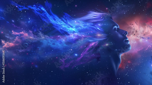 Fototapeta Cosmic Whispers: The Fusion of Soul and Nebula