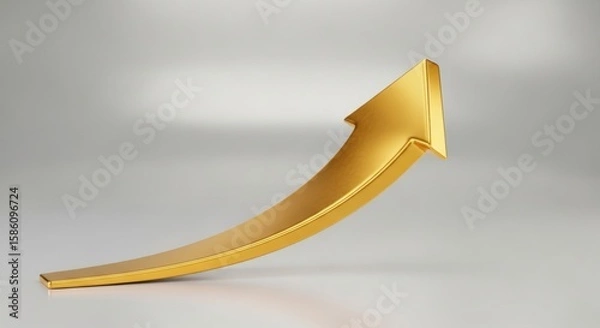Fototapeta A golden arrow pointing upwards symbolizing business growth