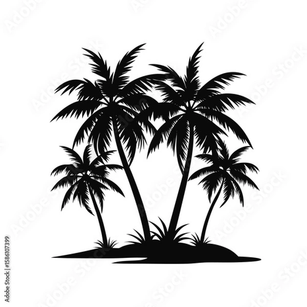 Fototapeta palm-trees-silhouette-on-white-background (1).eps