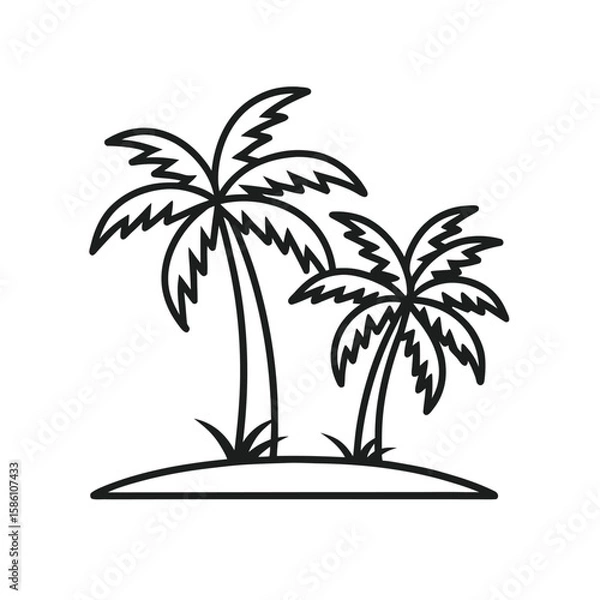 Fototapeta palm-trees-out-line-vector-icon-on-white-backgroun.eps