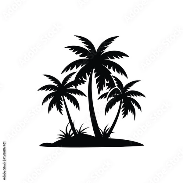 Fototapeta coconut-trees-silhouette-on-white-background (1).eps