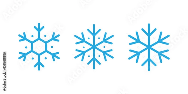 Fototapeta  Blue snowflake icon set isolated vector illustration. Minimal Snowflake Icon Set on white background. blue Snowflake Vector Collection. Winter Frost Icons 