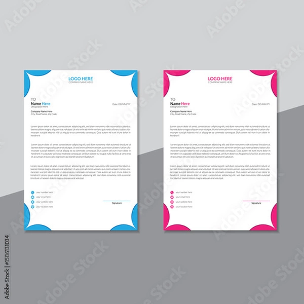 Obraz Simple Professional Letterhead Design Template. Modern Creative Letterhead Design