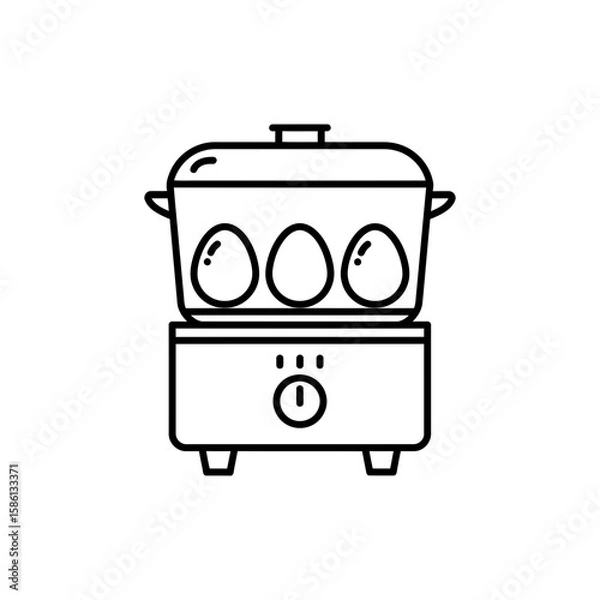 Fototapeta Thin line icon of an egg boiler for fast egg preparation