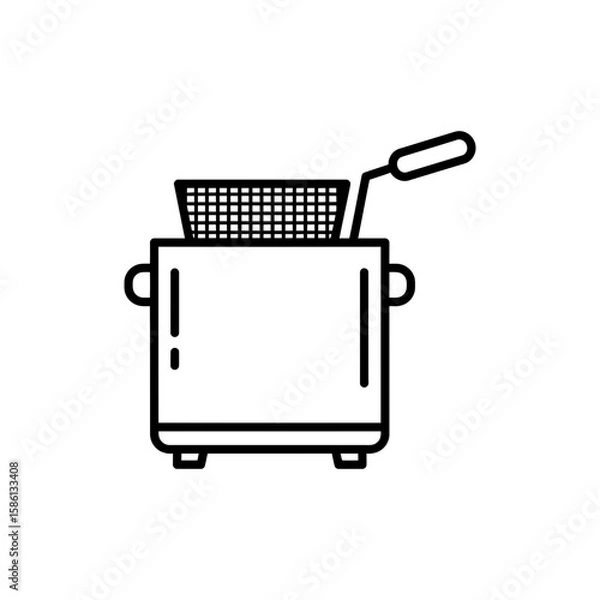 Fototapeta Thin Linear Icon of a Deep Fryer for Home Cooking