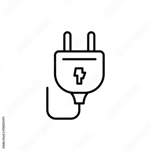 Fototapeta Thin Linear Icon of a Smart Plug for Home Automation