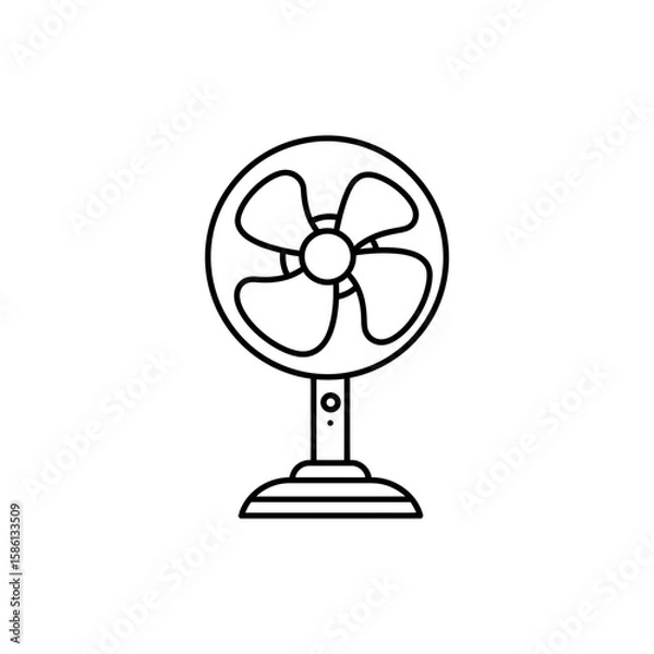 Fototapeta Thin Linear Icon of a Table Fan for Indoor Cooling