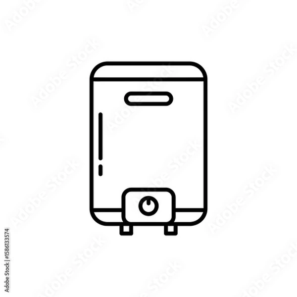 Fototapeta Thin Linear Icon of a Water Heater in Minimal Style