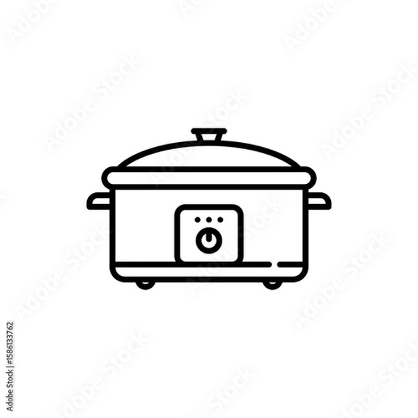 Fototapeta Black outline icon of a slow cooker for meal preparation