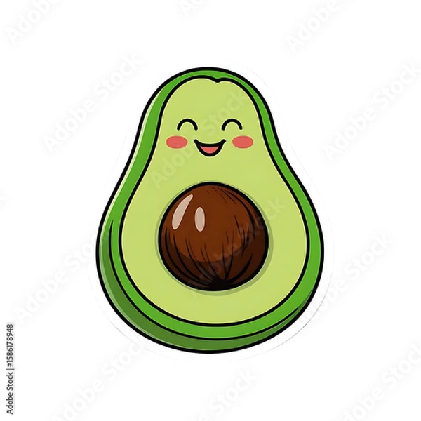 Fototapeta Half Avocado with Smiling Face