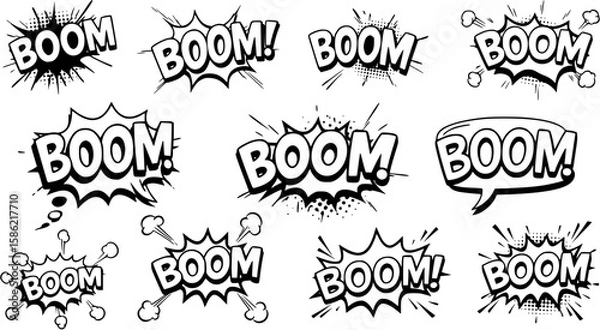 Fototapeta BOOM Comic book explosion sound effect, Comic Speech Bubble
