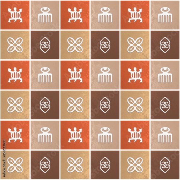 Obraz Ethnic african pattern with Adinkra simbols
