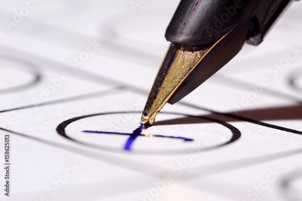 Fototapeta Stimmzettel, Ausschnitt, Füller macht Kreuz