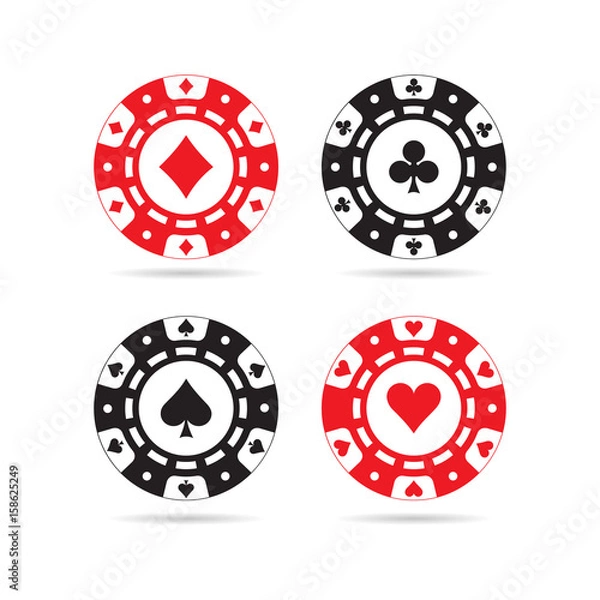 Obraz Poker chips set isolated on white background.  illustration
