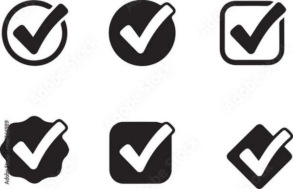 Fototapeta Selection of Checkmark Icon Designs Tick Symbols for Approval and Confirmation