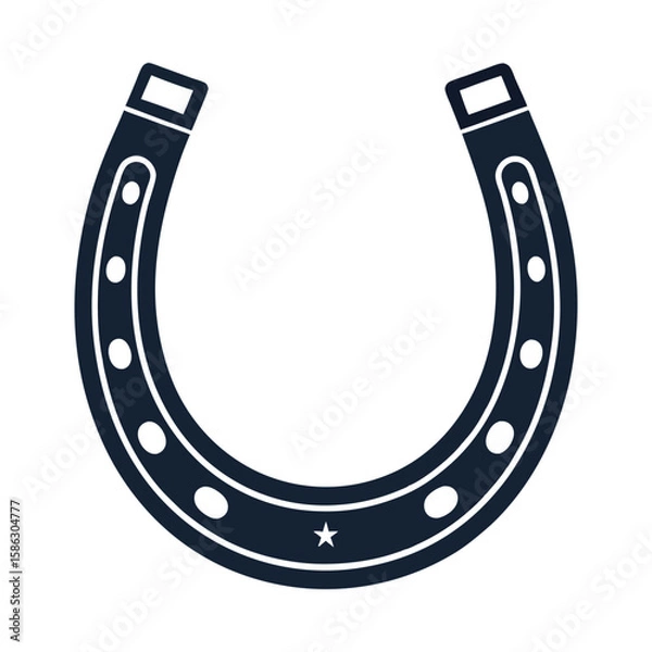 Fototapeta A simple black horseshoe icon on a white background, flat design, minimalist, clean, high resolution, vector graphic.