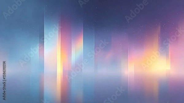 Fototapeta ethereal glitch-art abstraction in vibrant hues with geometric distortions across canvas provides modern appeal