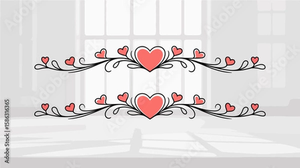 Fototapeta Romantic Heart Motif: Delicate heart-shaped design, perfect for conveying love, romance, and warmth. Ideal for crafting invitations, cards, and design