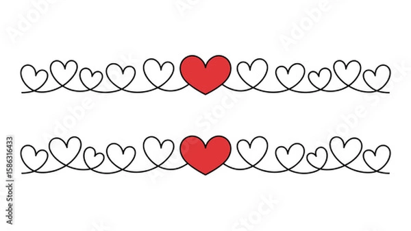 Fototapeta Heart Border: A visual representation of love and affection, featuring a continuous line of delicately drawn hearts.