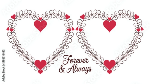 Fototapeta Forever Love: Capturing the timeless message of love and togetherness with intricate floral patterns, romantic hearts, and delicate calligraphy to evoke emotion.