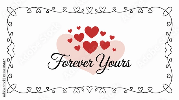Fototapeta Forever Yours: An artistic expression of love and commitment. A cluster of hearts, a tender embrace, and the promise of eternity.