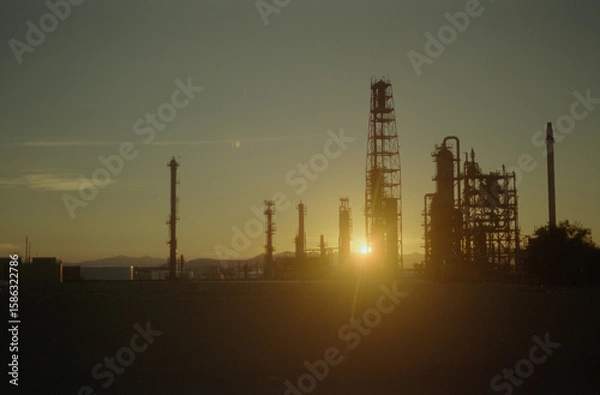 Obraz oil refinery at sunset