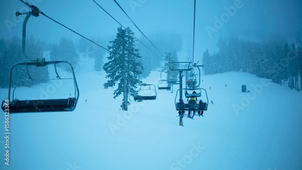 Obraz ski lift in the mountains