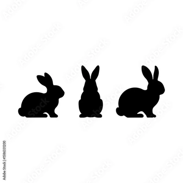 Fototapeta three rabit sitting vector illustration of a rabbit bundle photo image theme icon logo wallpaper.