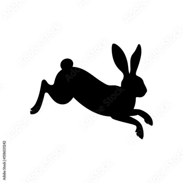 Obraz silhouette of a rabbit jumping . black rabbit with vector image  logo icon photo image jpg.