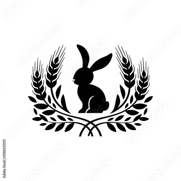 Obraz black rabbit with vector image  logo icon photo image jpg.