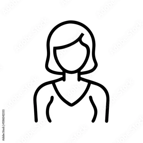 Fototapeta Woman Icon PNG, Transparent Background: Ideal for User Profiles, Feminine Branding, UI Design, Gender Representation, and Web or App Interfaces.