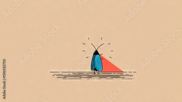 Fototapeta   A bug sitting atop a triangle on a wall