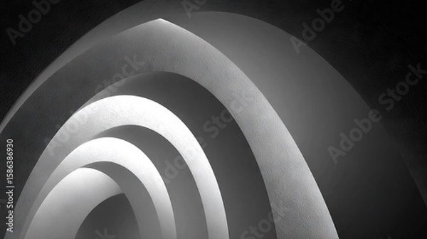 Fototapeta   A monochrome image of a building featuring a helix design on one side and a clock on the other