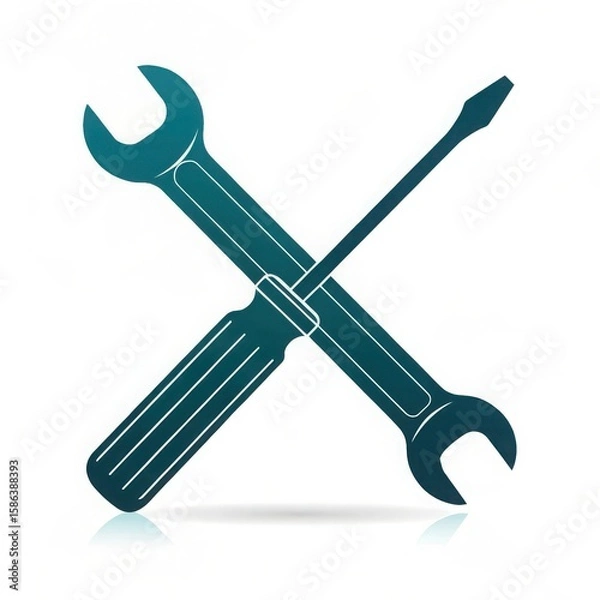 Obraz Crossed wrench and screwdriver icon representing tools and repair services
