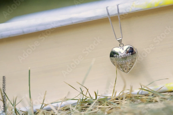 Fototapeta Heart shape pendant and a book
