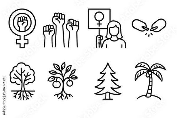 Fototapeta Overwhelmed stressful situations line icon set. Vector pictograms of mental strain, confusion, emotional pressure, anxiety, digital distraction, multitasking, burnout concept.