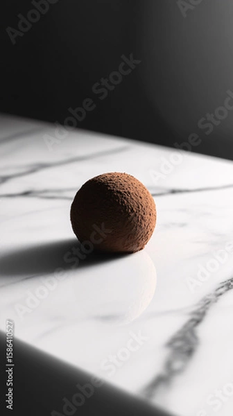 Obraz Chocolate truffle on marble surface moody food photography