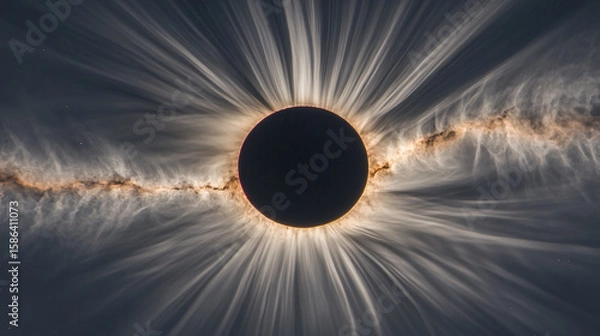 Obraz Dramatic Total Solar Eclipse stock image with Corona light phenomenon
