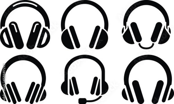 Obraz Headphone bundle silhouette icon vector art