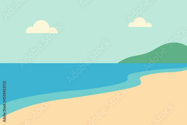 Obraz Serene Beach Landscape with Soft Clouds and Gentle Waves