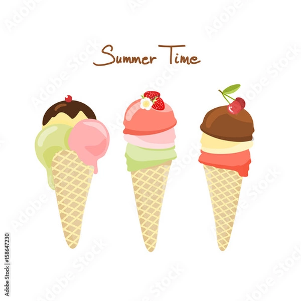 Obraz Tree ice cremes, vector illustration