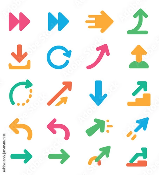 Fototapeta Kinetic arrow icon collection. simple arrows, up, down, left, right, rotate,