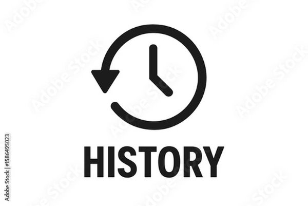 Obraz History button icon. Browse or watch history symbol. Clock with arrow logo for app and website UI design. Recent activity log concept. Vector illustration on transparent background.
