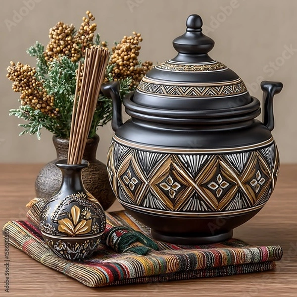 Fototapeta Decorative Incense Pot With Heritage Patterns high resolution image