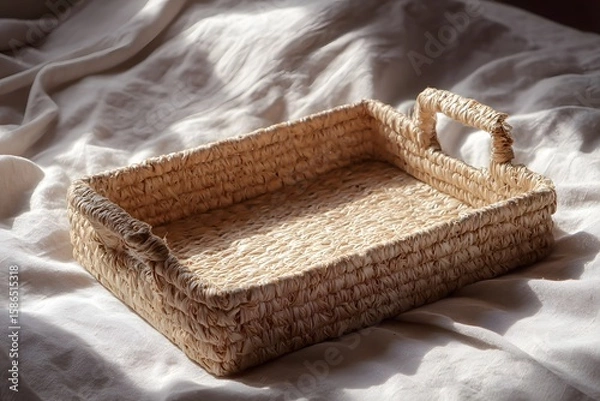 Fototapeta Decorative sabai basket tray for tabletop use high resolution picture