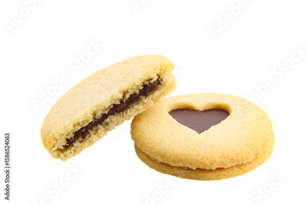 Fototapeta a cookie with a chocolate filling inside of it