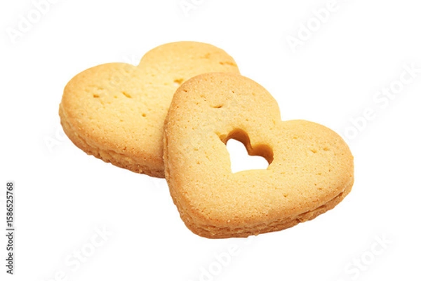 Fototapeta two heart shaped cookies on a white surface